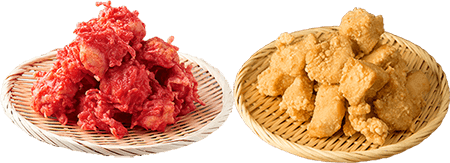 紅しょうがからあげと塩からあげ